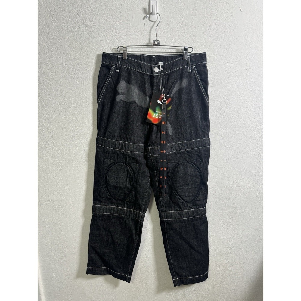 A$AP Rocky x Puma F1‎ Knee Pad Denim Jeans - Size 30 - Black - NEW Pants